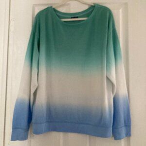 Splendid Women’s Size XL Blue Teal Ombre Thermal Waffle Knit Long Sleeve Shirt